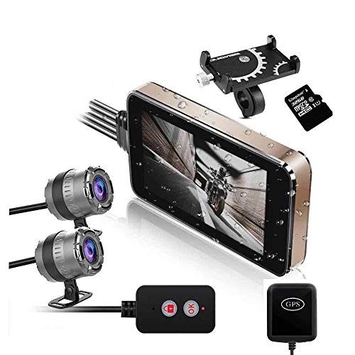 Motorcycle Drive Recorder Camera 1080P Dual Lens Dash Cam Waterproof Lens, Video Recording