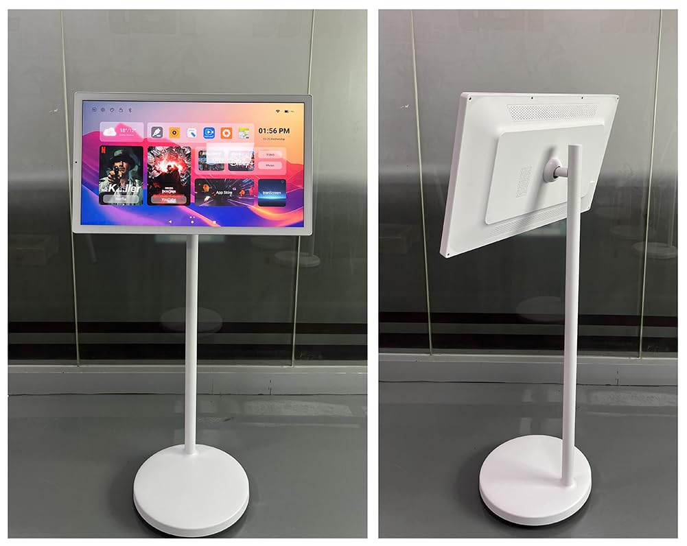 TV portatile con supporto su ruote, TV mobile ricaricabile per casa, ufficio, scuola, uso esterno, mirroring dello schermo, lavagna digitale, telecomando