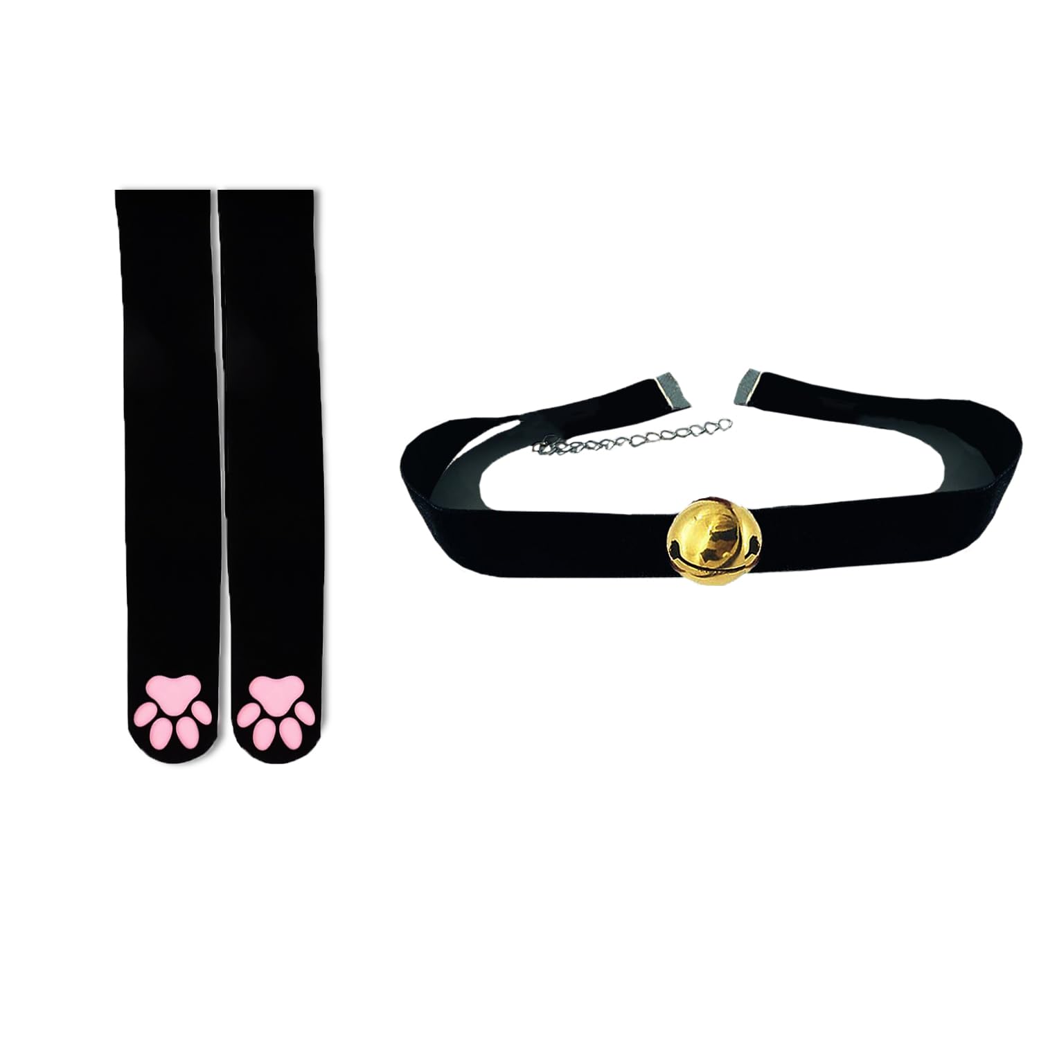 1 paar kattenpootsokken, schattige kattenpootsokken, hoge sokkenovertrekken, panty's, dijbeenhoge sokken, zwarte kattenpoot-pad sokken voor vrouwen, meisjes, cosplay of dagelijkse kleding, zwart, One