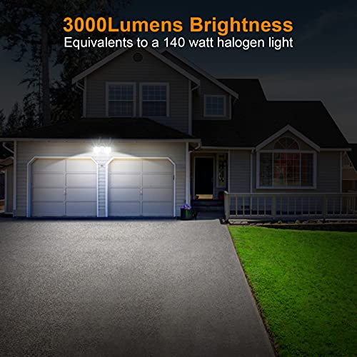 Lepower 2 Pack 28W Led Flood Light Outdoor, 3000Lm Led Security Light With 2 Adjustable Heads, Switch Controlled Exterior Outdoor Security Light, 5500K, Ip65 Waterproof For Garage, Yard, Patio #TOP2