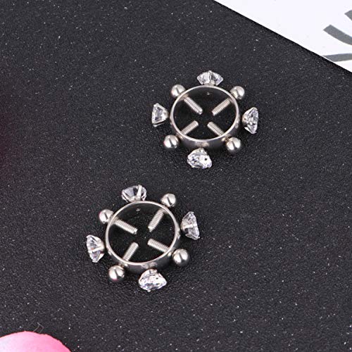 Healifty 1 par de piercings corporais de diamante para mamilos ajustáveis para mamilo, anéis de prot