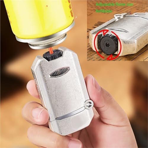 Mechero de doble llama recargable para exterior y hogar con visor de gas transparente 7