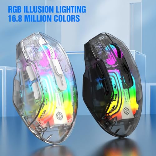 Image of Bluetooth Wireless Mouse,Tri-Mode 2.4G /USB-C, Up to 3600 DPI,Transparent Mechanical Gaming Mouse,Chroma RGB Backlit, Must-Have Cool USB Computer Mouse for Gaming and Esports (Black)