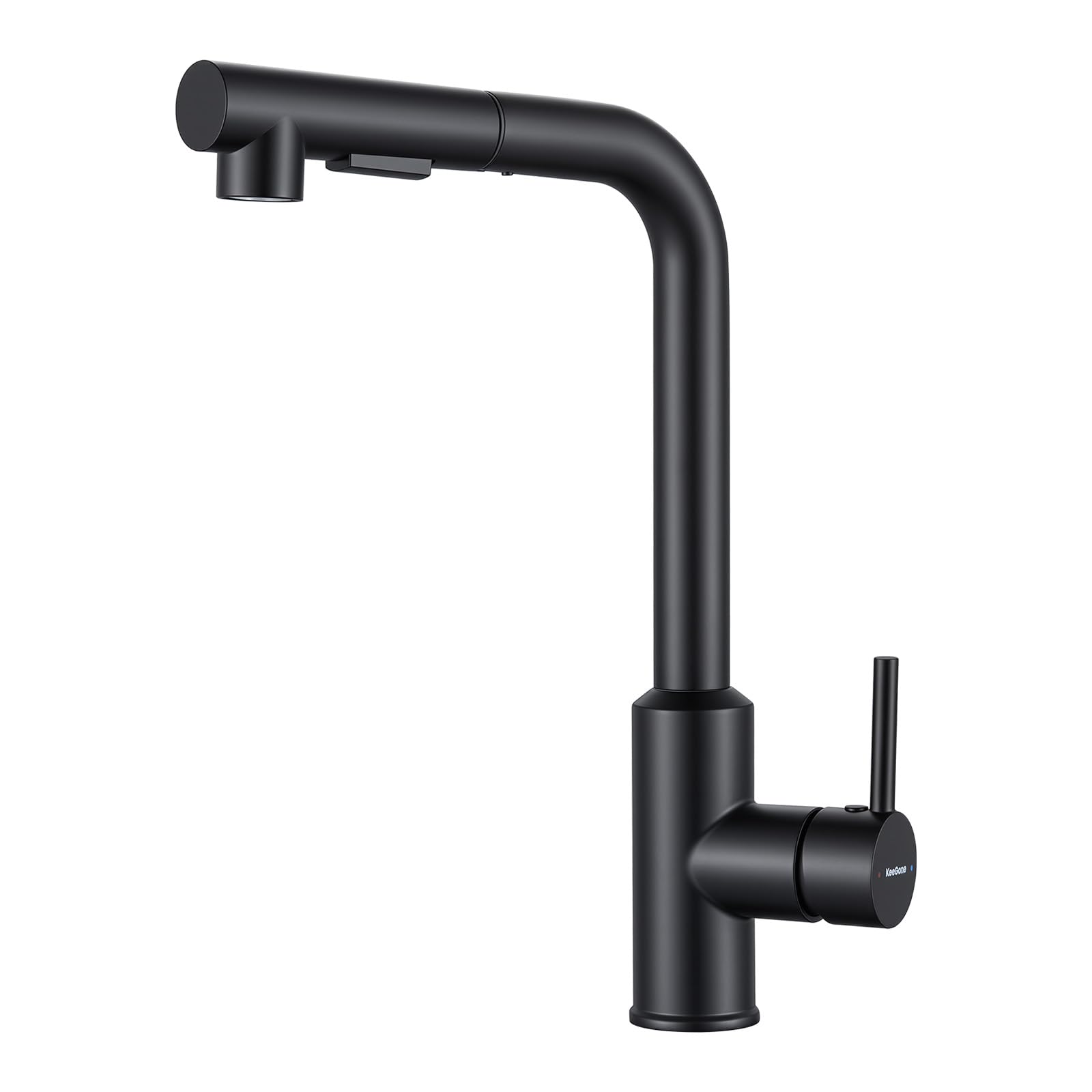 KeeGone Black Kitchen Tap, Kitchen Mixer Taps with Pull Out Sprayer, 360Β° Swivel Sink Faucet, Stainless Steel Mixer Tap, Two Spray Functions, Matte Black