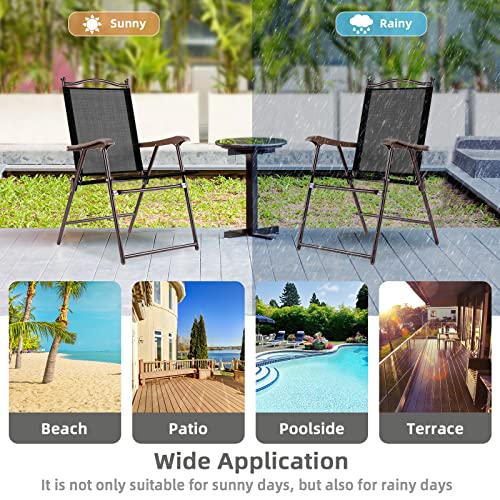 Tangkula Set Of 2 Patio Folding Dining Chairs, Outdoor Sling Lawn Chairs With Armrests, Steel Frame thumb #7