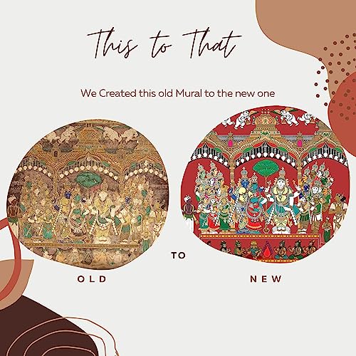 Image of Meenakshi Siva Thirukalyanam Mural (16th century) | Wall decor | Vector art Painting| Madurai| Heritage mural| Hindu Deities| Marriage