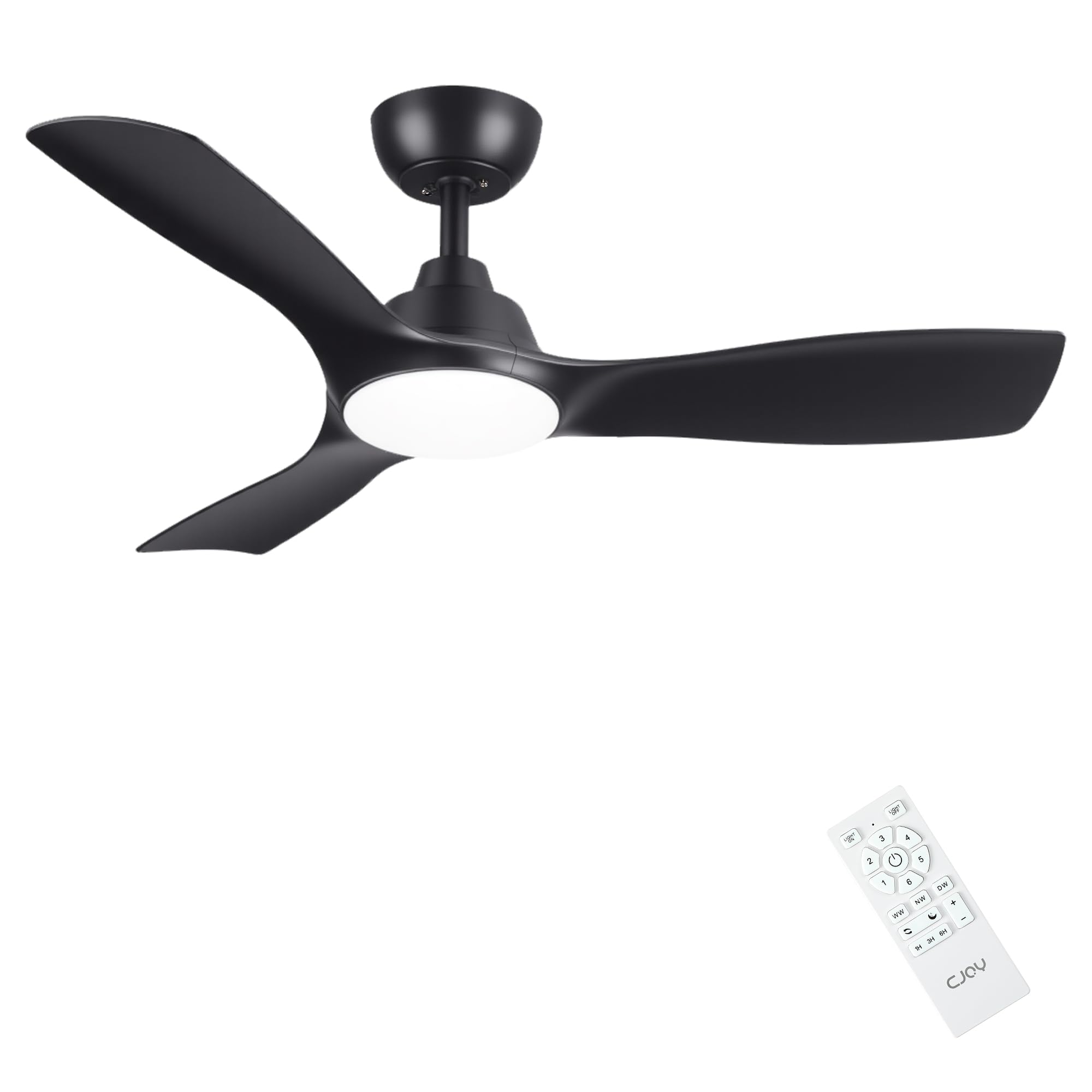 XUANYU Deckenventilator Mit Licht – 79 Cm, 5 Flügel, DC-Motor, Leise, Mit Fernbedienung & Dimmbarem LED-Licht, Schwarz