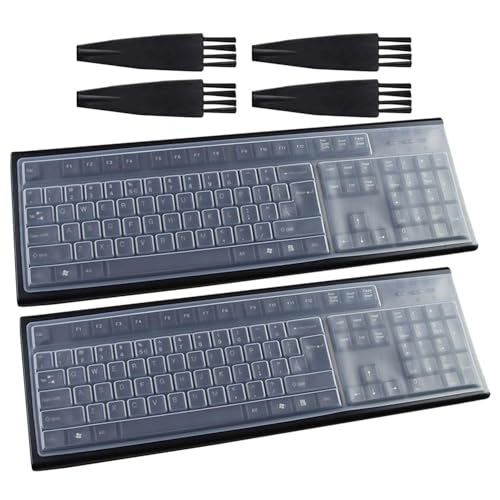 Lot de 2 films de protection pour clavier, 4 brosses de nettoyage, film de protection de clavier, film universel en silicone étanche à la poussière et...