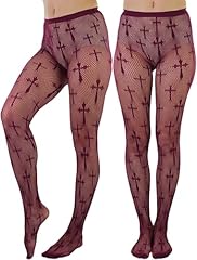 Gothic Cross Fishnet - Burgundy