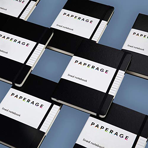 Paperage-10-Pack-Lined-Journal-Notebook-Bulk-Classic-Hardcover-57-x-8-inches-100-gsm-Thick-Paper-for-Office-Home-School-Business-Note-Pads-Black-Ruled