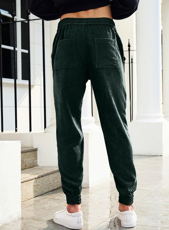 JMIERR Mens Corduroy Joggers Pants Casual Cargo Pants Drawstring Elastic Waist Baggy Tapered Sweatpants with Pockets - Image 2