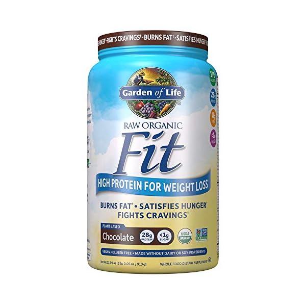 Garden of Life Raw Organic Fit Vegan Protein Powder Chocolate, 28g Plant Based Protein for Weight Management, Pea Protein Fiber Probiotics, Dairy Free Nutritional Shake for Women and Men, 20 Servings