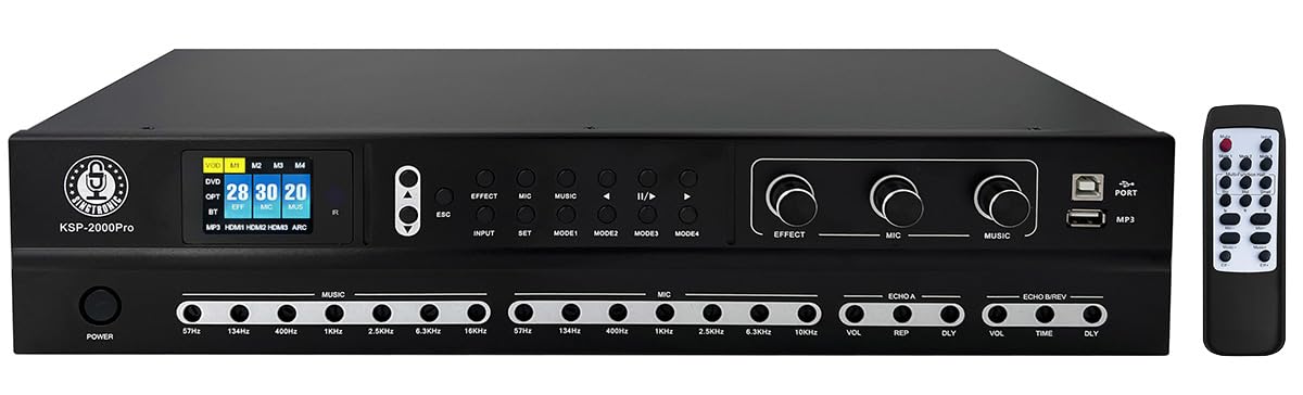 2-in-1 Karaoke Amplifier with Digital Sound Processor | Class D Power Amp with Anti-Feedback & Howling Control | Professional Sound System for Home & Events