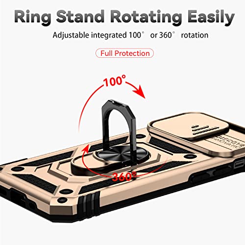 Coque iPhone 12 Pro Max dorée avec protège-caméra et béquille