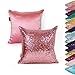 AMAZLINEN(TM) Decorative Glitzy Sequin & Comfy Satin Solid Throw Pillow Cover 18 Inch Square Pillow Case, Hidden Zipper Design, 1 Cover Pack Only(Pink)