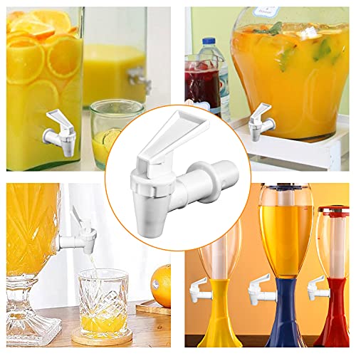 Lanzeuta 2 Sets Bpa-Free Replacement Cooler Faucet, White Water Dispenser Tap Set, Reusable Plastic Spigot Spout Water Beverage Lever Pour Dispenser Valve Water Crock Tap #TOP6