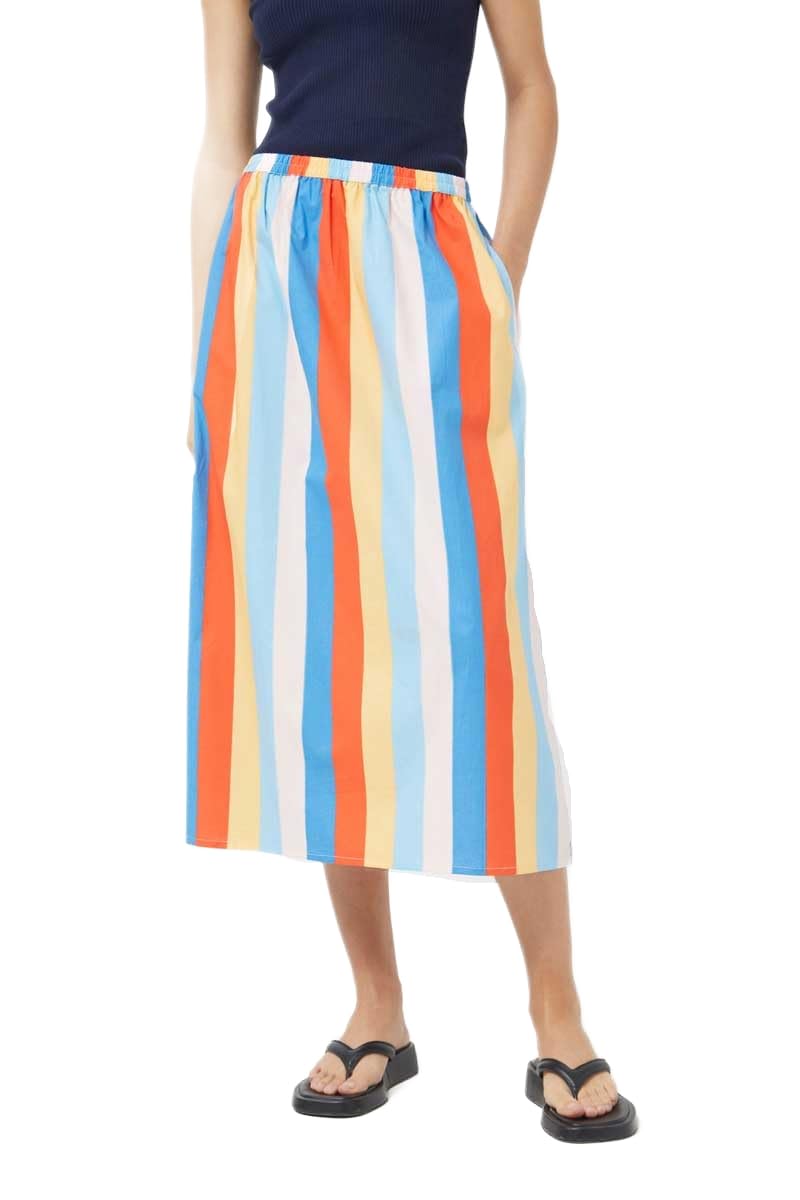 Falda midi acampanada Beach Stripes de rayas verticales con corte evasé cómodo y fresco de mujer 8