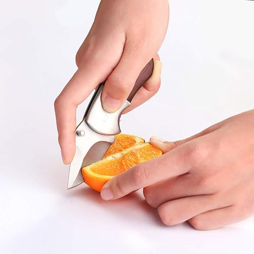 Miniatura 3 de Cuchillo de bolsillo, mango de madera pequeño, hoja de 2 pulgadas, cuchillo de transporte diario de acero inoxidable