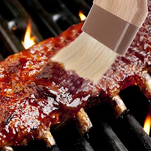 4 Sizes Pastry Brushes Basting Oil Brush Kitchen Brush Barbecue Oil Brush with Boar Bristles and Beech Hardwood Handles for Home Kitchen Cooking Supplies - Thumbnail 6