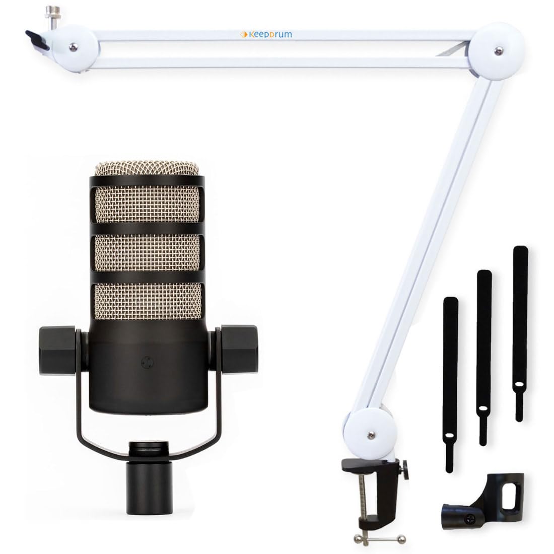 Rode Podmic - Microfono Podcast con keepdrum MS138, braccio articolato, colore: Bianco