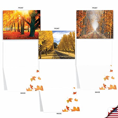 Image of The Best Card Company - 10 Beautiful Note Cards Blank (4 x 5.12 Inch) - Fall and Autumn Season, Boxed Notecard Assortment - Fall Foliage M4971OCB-B1x10