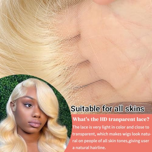 613 Human Hair Wig 13x6 Lace Front HD Frontal Body Wave Blonde Wig for Women Wear and Go Glueless Real Hair 180% Density Brazilian Virgin Hair 20 Inch - Image 3