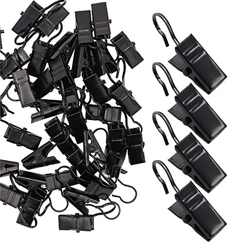 Jeemitery 1000 Pcs Balck Curtain Clips Hooks Stainless Steel Light Hanger Hooks Party Decor Supplies for Camping Tents, Home Decoration, Photos, Art Craft Display and Outdoor Activities Supplies