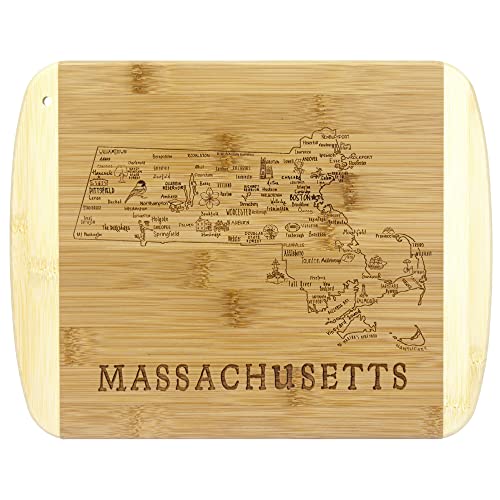 Image of Totally Bamboo A Slice of Life Massachusetts Engraved Map Cutting Board