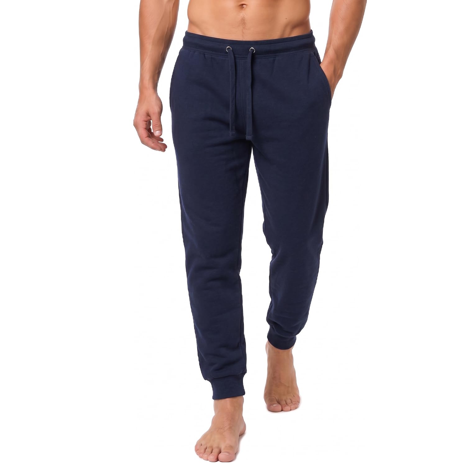 Iron Mountain Mens Joggers – Fleece Jogging Bottoms for Men, Lightweight Cuffed Sweatpants with Drawstring Waist, Casual Gym & Lounge Tracksuit Bottoms (Navy, S)
