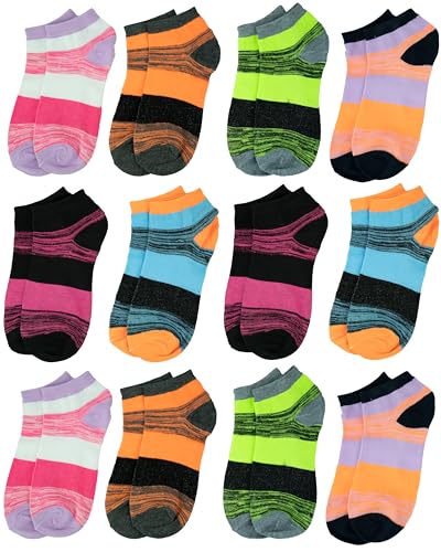 Image of Gelante 12-Pair Women's Ankle Socks, Colorful Comfortable Lightweight Breathable Athletic