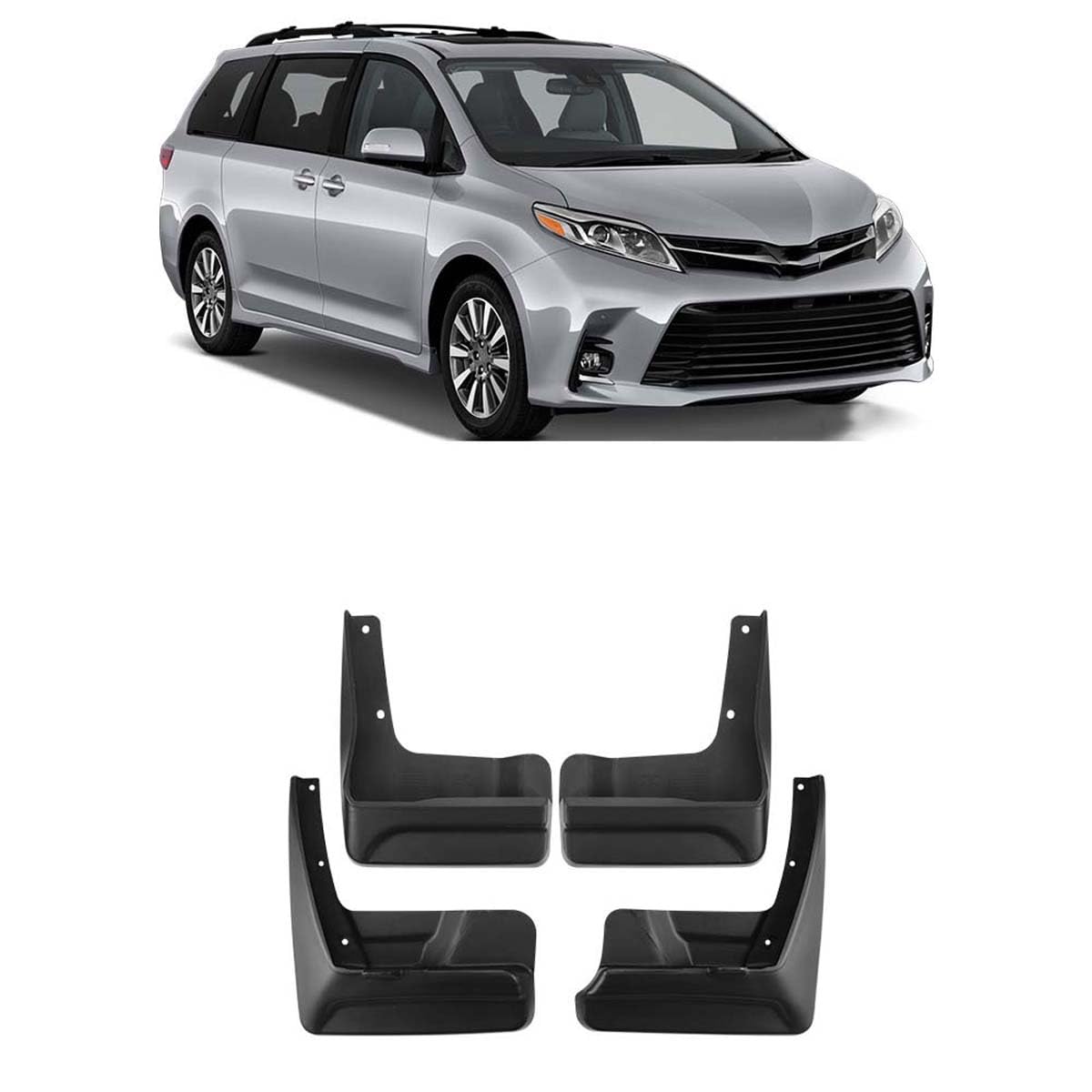 Garde-boue pour Toyota Sienna 2018-2020 : bavettes de protection pour carrosserie auto