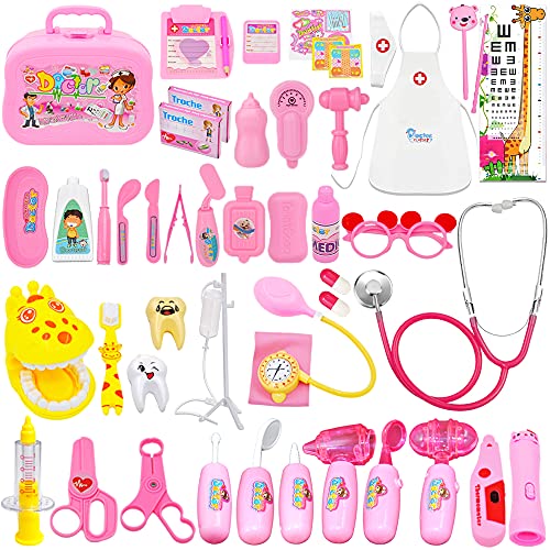 Kuthgide Doctor Kit for Kids 48 Pieces Toy Doctor Kit Pretend Dentist Medical Toy Kids Doctor Kit with Electronic Stethoscope for Girls, School Classroom and Doctor Roleplay Dress-Up