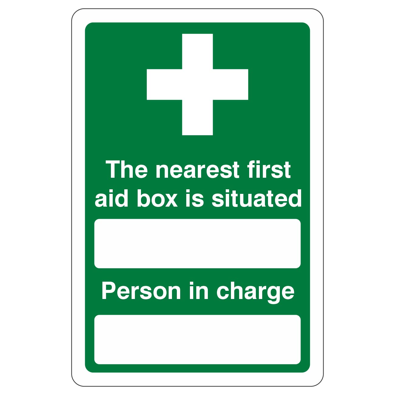 Lasting Impressions (Signs) Limited 150Mmx200mm Nearest First Aid Box/Person In Charge Sign Sticker Self Adhesive