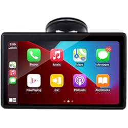 Pantalla Externa Para Auto Apple Carplayer Android Auto Monitor inalámbrico, pantalla táctil Full HD de 7", receptor de radio portátil para automóvil, estéreo para automóvil con Mirror Link, Bluetooth Dash Windshield Mounted