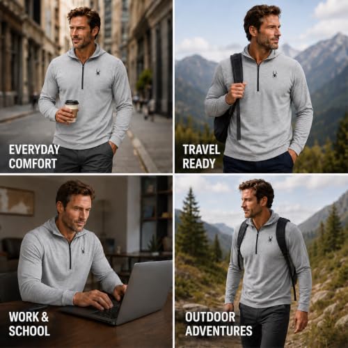 Image of Spyder Mens Quarter Zip Pullover Sweatshirt - Dry Fit Quarter Zip Hoodie