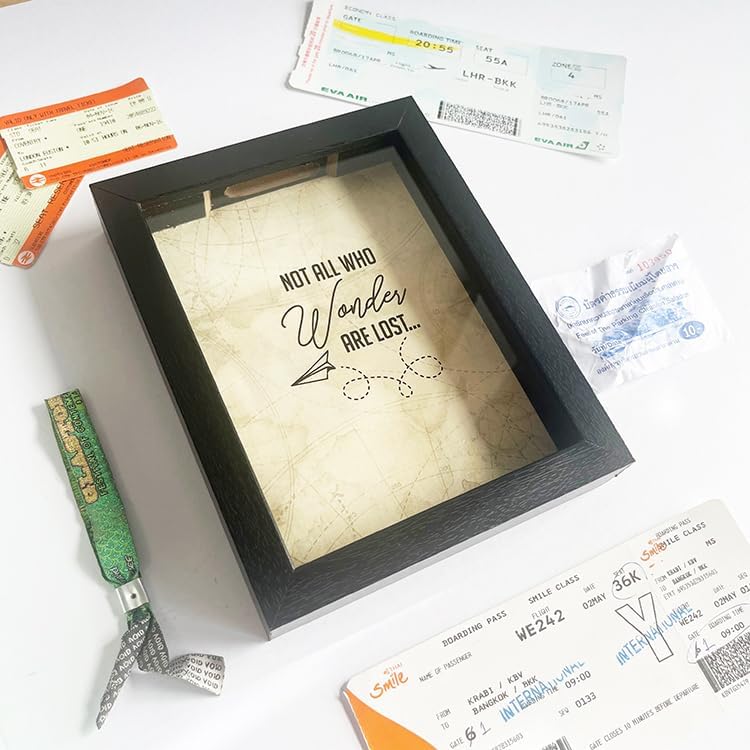 pf+a Adventures Memory Box – Travel Ticket Collection Box/Holiday Keepsakes Ticket Box – Not All Who Wonder