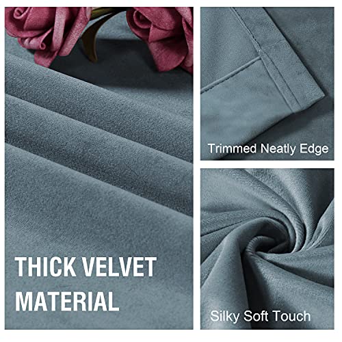 Luxury Velvet Curtains For Living Room 84 Inches Room Darkening Super Thick Soft Velvet Textured Window Curtain Drapes Thermal Insulated Grommet Decoration 2 Panels, Each 52 X 84 Inch, Stone Blue #TOP1