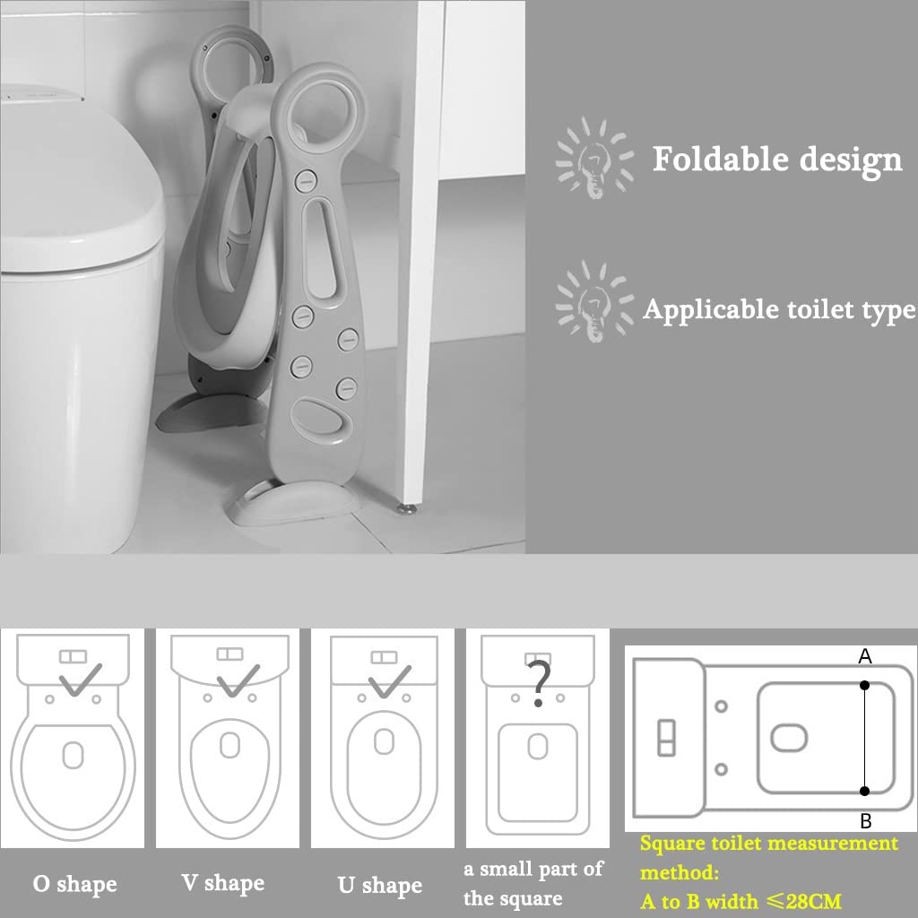 Topfchentrainer Mit Leiter Einstellbar Toilettensitz Mit Treppe Mit PU-Kissen, Zusammenklappbar Toilettentrainer Mit Treppe Für Jungen Und Mädchen, Belastbarkeit 80kg