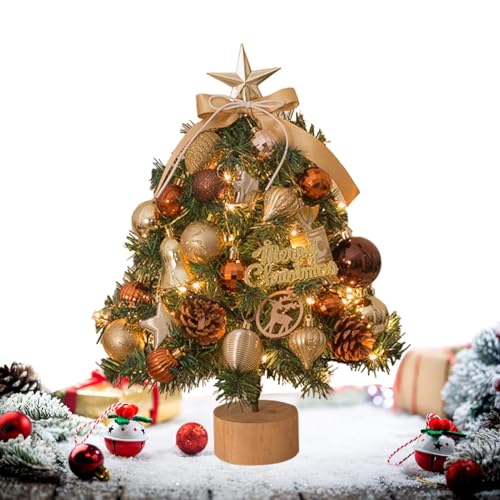 Árbol de Navidad de mesa con luces – Árbol de Navidad en miniatura con luz LED – Árbol de Navidad Artificial Decoración del hogar, Árbol de Navidad en miniatura iluminado