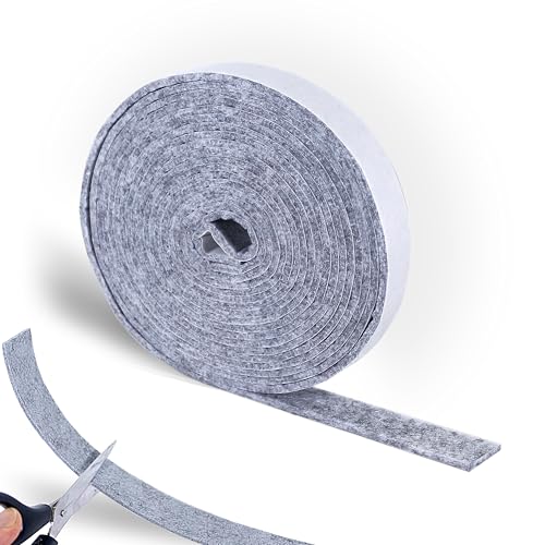 WENXINWIN Filzband Selbstklebend 6 m x 2 cm x 0.4 cm Filzstreifen Selbstklebend stabile & langlebige Filzrolle für Stühle Möbel Bodenschutz oder Fenster Kondensationsabsorber (Grau)