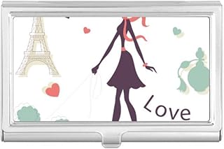 Eiffel Tower Paris Lady France Landmark Business Card Holder Case Pocket Box Wallet