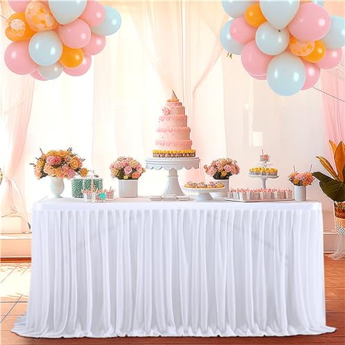 Miniatura 8 de Highdi Falda De Mesa De Tul, Postre Recepción Falda De Mesa Faldas De Mesa De Largo Tul Decoración De La Tabla, Boda, Cumpleaños, Partido, Barra, Baile De Fin De Curso 9ft 275x77cm,Marrón