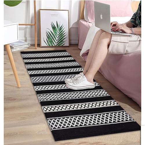 Image of 2x5 ft Cotton Runner Rug - Washable Carpet for Hallway, Kitchen & Balcony with Minimalist Vibe