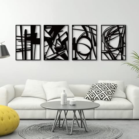 Glamativity Black Abstract Metal Wall Art Cover