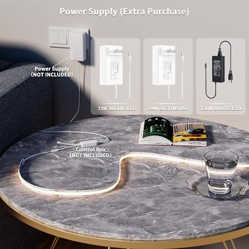 Image of MIWISE CCT COB LED Strip Light Tunable White,20ft /6.1m Dimmable 2700K-6500K CRI90+ 24V LED Tape Light,for Under Cabinet Bedroom Kitchen DIY Lighting(Power Supply & Controller NOT Included)
