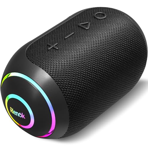 RIENOK S4 Altavoz Bluetooth Portátil Bluetooth 5.3 Potente Impermeable IPX7 Pequeño Inalámbrica Emparejamiento Estéreo Apoya Tarjeta SD Negro