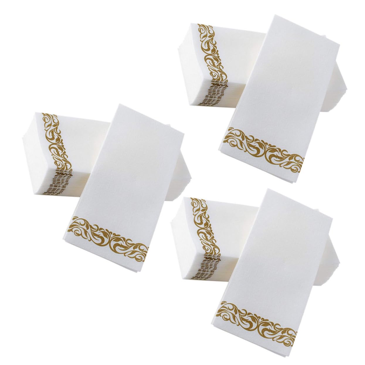 Anneome 75 Stück Fach Gefaltete Bedruckte Papier Servietten Staubfrei Europäischer Stil Vielseitig für Hochzeiten Formelle Dinner und Bbqs Goldene Muster