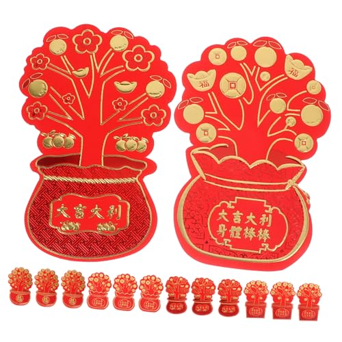 VILLFUL 16pcs Lunar New Year Envelopes wedding pocket Spring Festival Red Envelopes writing paper Lai Si Feng lucky coin Red Money Pocket Chinese New Year Red Envelope cash cow