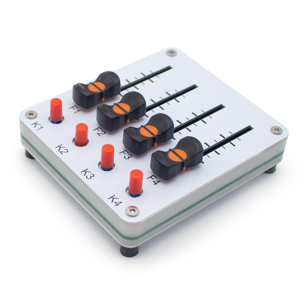 Toplionace Controller MIDI a 4 Canali con Fader da 45mm e 4 Pulsanti, USB-C, Plug & Play per Software Daw Musicali.