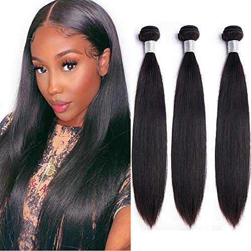 Hair Bundles Real Human Hair Straight Brazilian Hair Bundles Natural Black Hair Bundle Remy Hair Weft Natural Extension Bundles 14 16 18 Inch for Women
